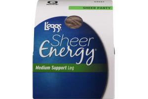 L'eggs Sheer Energy Medium Support Leg Control Top Sheer Panty Q Nude
