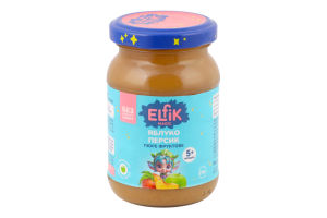 Пюре фруктовое для детей от 5мес гомогенизированное стерилизованное без сахара Яблоко-персик Elfik Magic с/б 170г