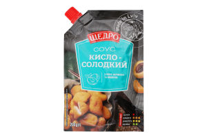 Соус с пюре абрикоса и имбирем пастеризованный Кисло-сладкий Щедро д/п 200г