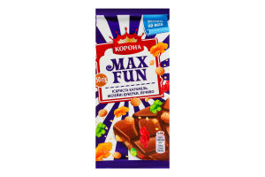 Шоколад молочний Іскриста карамель-желейні цукерки-печиво Max Fun Корона м/у 150г