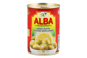 Оливки фаршировані лимоном 300мл ж/б з ключем Alba Food