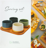 Набір менажниць кераміка 4шт на бамбуковій підставці Excellent Houseware