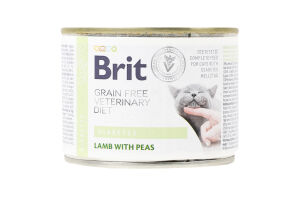 Корм д/котів Діабетс при цукровому діабеті з ягням та горохом 200г ж/б Бріт ВетДієтс