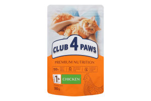 Корм сухий повнораціонний для дорослих котів Курка Premium Club 4 Paws д/п 300г
