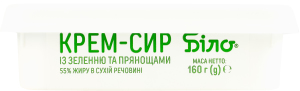 Крем-сир 55% із зеленню та прянощами Біло п/у 160г