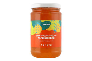 Джем плодово-ягодный пастеризованный Абрикосовый Novus с/б 375г