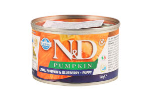 Корм консервированный для щенят Lamb&Blueberry Mini N&D Pumpkin Farmina ж/б 140г