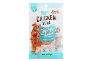 Ласощі д/котів М'які курячі слайси з смаком молока 30г Jinny