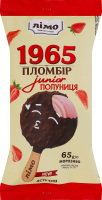 Мороженое 12% эскимо двухслойное в шоколадной глазури с рисовыми шариками Клубника Junior Пломбир 1965 Лімо м/у 65г
