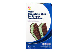 Ahold Mint Chocolate Chip Ice Cream Sandwiches - 12 CT