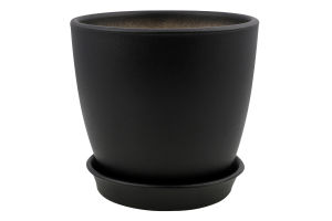 Горщик чорний матовий кераміка 13*12*1см Духм'яна піч