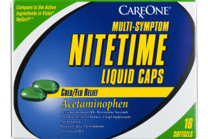 CareOne Nitetime Liquid Caps Cold/Flu Relief - 16 CT