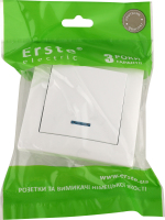 Вимикач білий одноклавішний з підсвіткою Ерсте