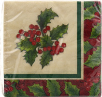 Smart Living Holiday Napkins Boughs Of Holly - 16 CT