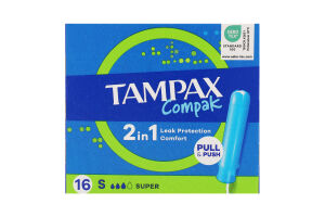 Тампони гігієнічні з аплікатором Super Compak Tampax 16шт