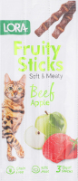 Ласощі д/дорослих котів Fruity Sticks з яловичиною та яблуком 3*5г Lora