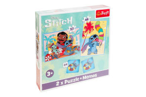 Пазли для дітей від 3років 2in1 + memos Stitch Disney Trefl 3шт