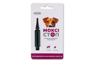 Краплі д/собак від 4 до 10кг Моксістоп профілактика та лікування при нематодозах та цестодозах 1мл ПроВЕТ