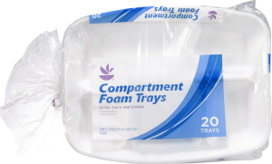 Ahold Compartment Foam Trays - 20 Trays
