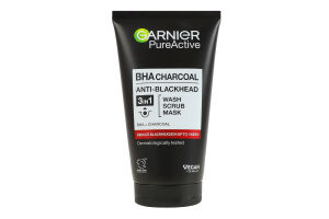 Гель для умывания скраб и маска для лица с углем 3в1 Garnier PureActive 150мл