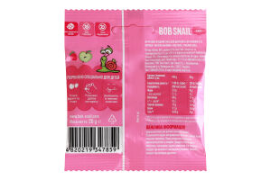 Снек фруктово-ягодный для детей от 12мес Apple-raspberry Baby Bob Snail м/у 20г
