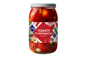 Томати із перчиком мариновані ТМ«Премія» 850г