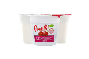 Сир кисломолочний зернистий з наповнювачем Вишня 7% 150г стакан Преміалле