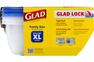 Glad Family Size Extra Large Square Containers & Lids - 3 CT