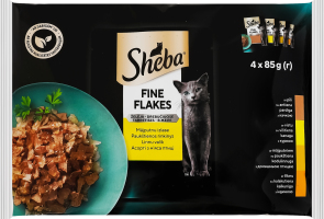 Набор кормов консервированных для взрослых котов Ассорти из мяса птицы в желе Нежные кусочки Sheba м/у 4х85г