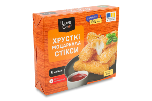Стікси хрусткі Моцарелла 0.18кг + соус Журавлина 0.03кг I Love Chef к/у 0.21кг