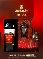 Набір подарунковий Бренді 0.7л 40% вірменський 7років Ani + 2 склянки Tulip Ararat 1шт
