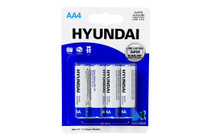 Батарейка AA4 1.5V LR6 Super Alkaline Hyundai 4шт