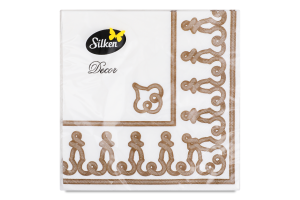 Серветки паперові Decor Золота рамка 33*33см 3шари 18шт Silken