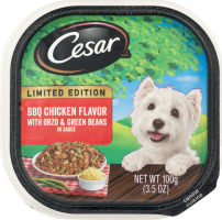 Cesar Canine Cuisine BBQ Chicken Flavor With Orzo & Green Beans In Sauce
