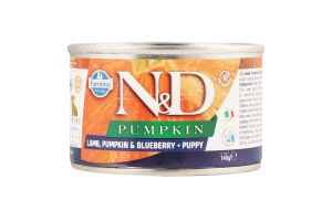 Корм консервированный для щенят Lamb&Blueberry Mini N&D Pumpkin Farmina ж/б 140г