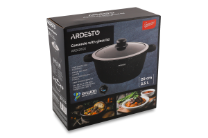 Каструля Gemini Anzio 2,5л чорний алюміній з скляною кришкою Ardesтo