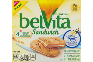 Nabisco belVita Breakfast Sandwich Vanilla Yogurt Creme - 5 PK