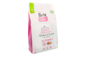 Корм д/дорослих собак малих порід Састейнебл з куркою з комахами сухий 3кг Бріт Кеа