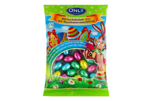 Цукерки з молочного шоколаду маленькі з ніжною кремовою начинкою з фундука Великодні яйця Only м/у 400г