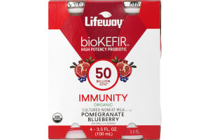Lifeway bioKEFIR Organic Cultured Nonfat Milk Pomegranate Blueberry - 4 CT