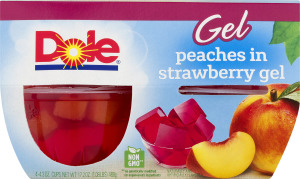 Dole Gel Peaches In Strawberry Gel - 4 CT