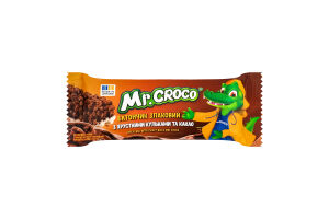Батончик злаковый с хрустящими шариками и какао частично глазированный кондитерской глазурью Mr. Croco м/у 20г