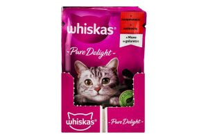 Корм консервований повнораціонний для дорослих котів З яловичиною в желе Справжня насолода Whiskas д/п 85г