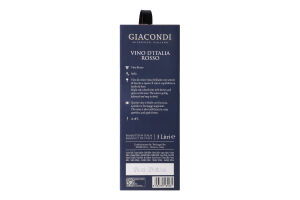 Вино 3л 12% червоне сухе Vino D`italia Rosso Giacondi к/у