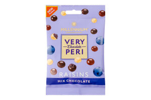 Драже Родзинки у чорному білому та молочному шоколаде Raisins Very Peri Millennium м/у 100г