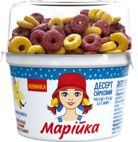 Десерт творожный 5% Ваниль 140г + злаковые кольца со вкусами клубники и банана 15г Марійка ст 155г