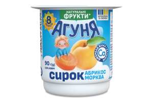 Творожок 3.9% для детей от 8мес с наполнителем фруктовым Абрикос-морковь Агуня ст 90г