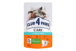 Корм сухий для дорослих стерилізованих котів Стерилізовані Premium Club 4 Paws д/п 300г