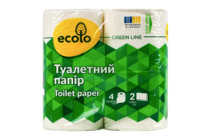 Папір туалетний 2-х шаровий Green line Ecolo 4шт