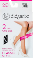 Гольфы женские Elegante Classic style 20den 23-25 nero 2пары